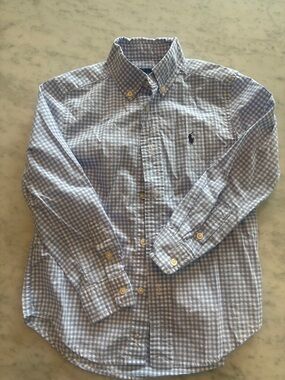 Ralph Lauren Blue and White Gingham Button-Down Shirt